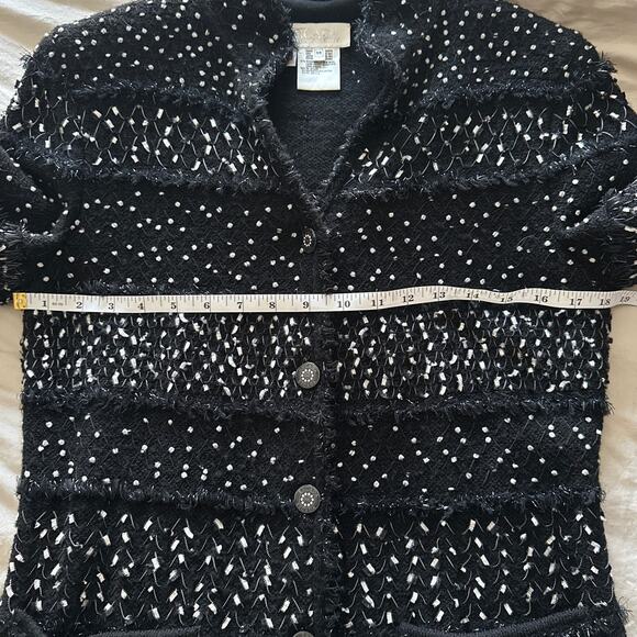 Escada Women Cardigan EUR 38‎ Black Ribbon Knit Wool Button Size 8 - Picture 6 of 9